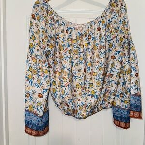 Flying Tomato Floral Blouse - Blue and Yellow